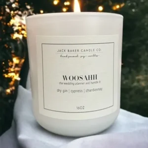 A candle sitting on top of a table.