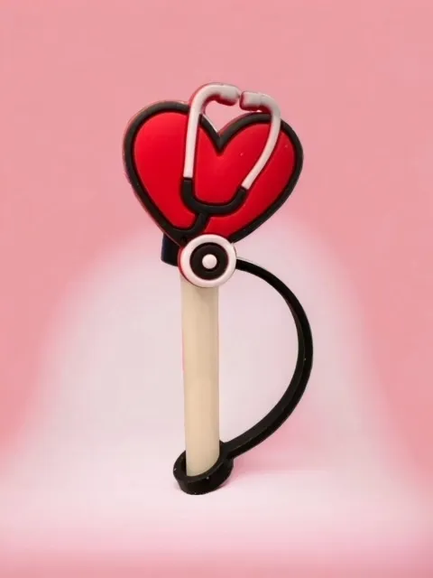 A stethoscope shaped like a heart with a black and white stethoscope around it.