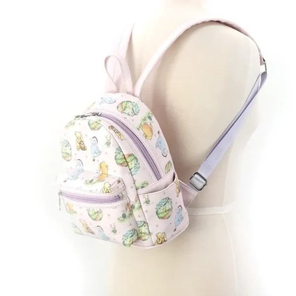 Pink Winnie the Pooh backpack with characters