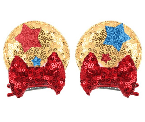 Red and blue star sequined hair clips.