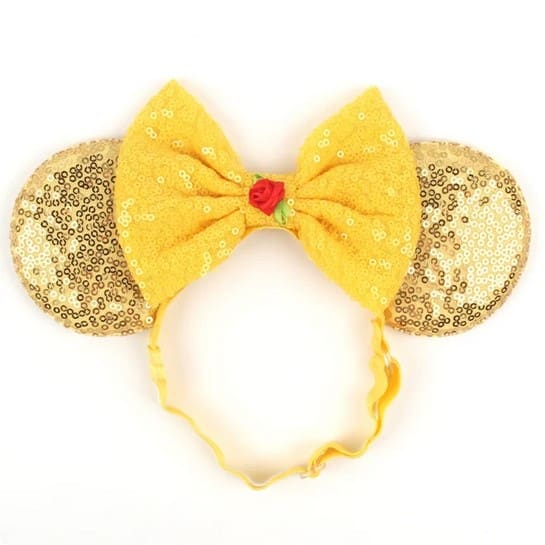 Yellow sequined Minnie Mouse ears headband.