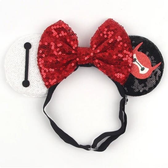 Red sequined bow headband with ears.