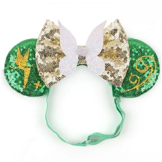 Tinkerbell themed sequin headband with bow.